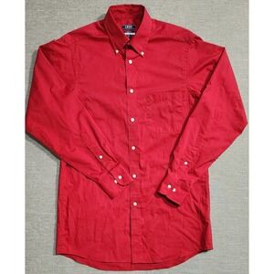 IZOD All Over Stretch Regular Fit Red Button Down Long Sleeve Shirt Size S